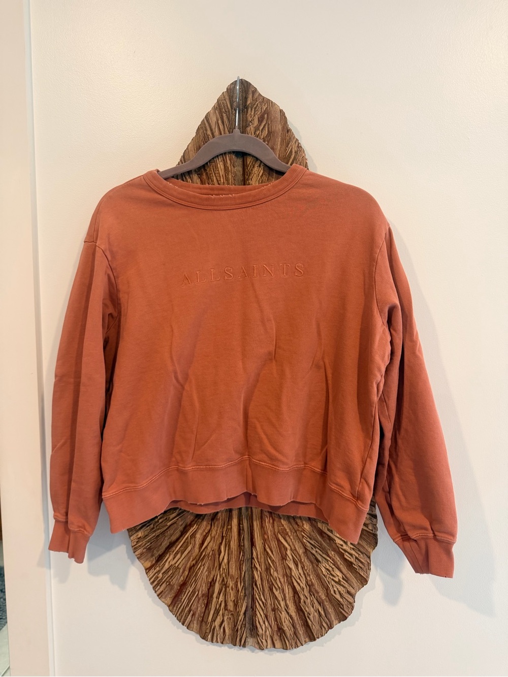 AllSaints Dusty Rose Color With Embroidered Logo Crewneck Sweatshirt